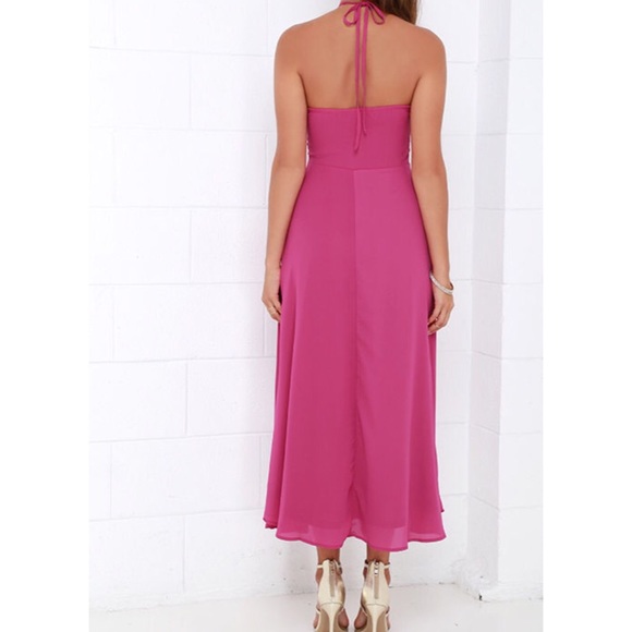Magenta Halter Midi Dress - Picture 2 of 3